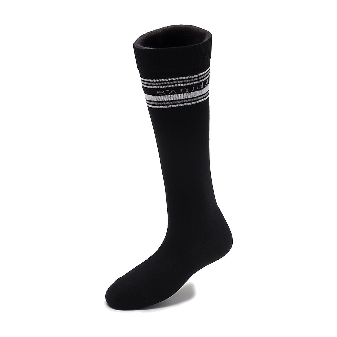 コットン素材パイル編 ロゴラインソックス：ハイ