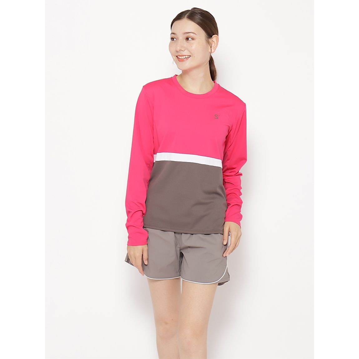 for RUN ドライスムースpr スリーカラーライン長袖Tシャツ LADIES