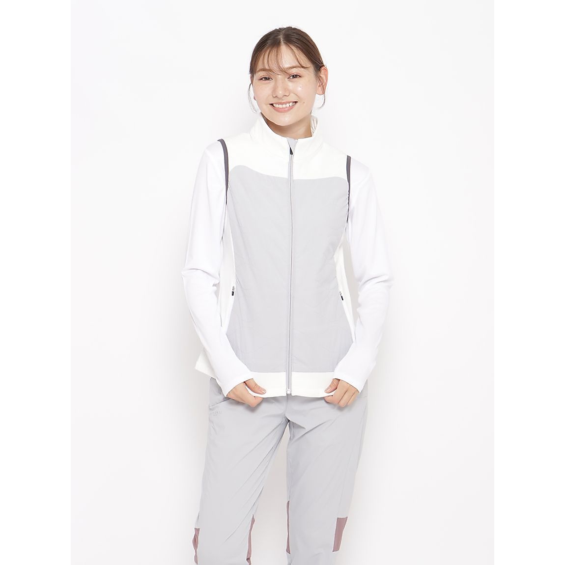 HYBRID 中綿/ジャージ スタンドカラーベスト LADIES