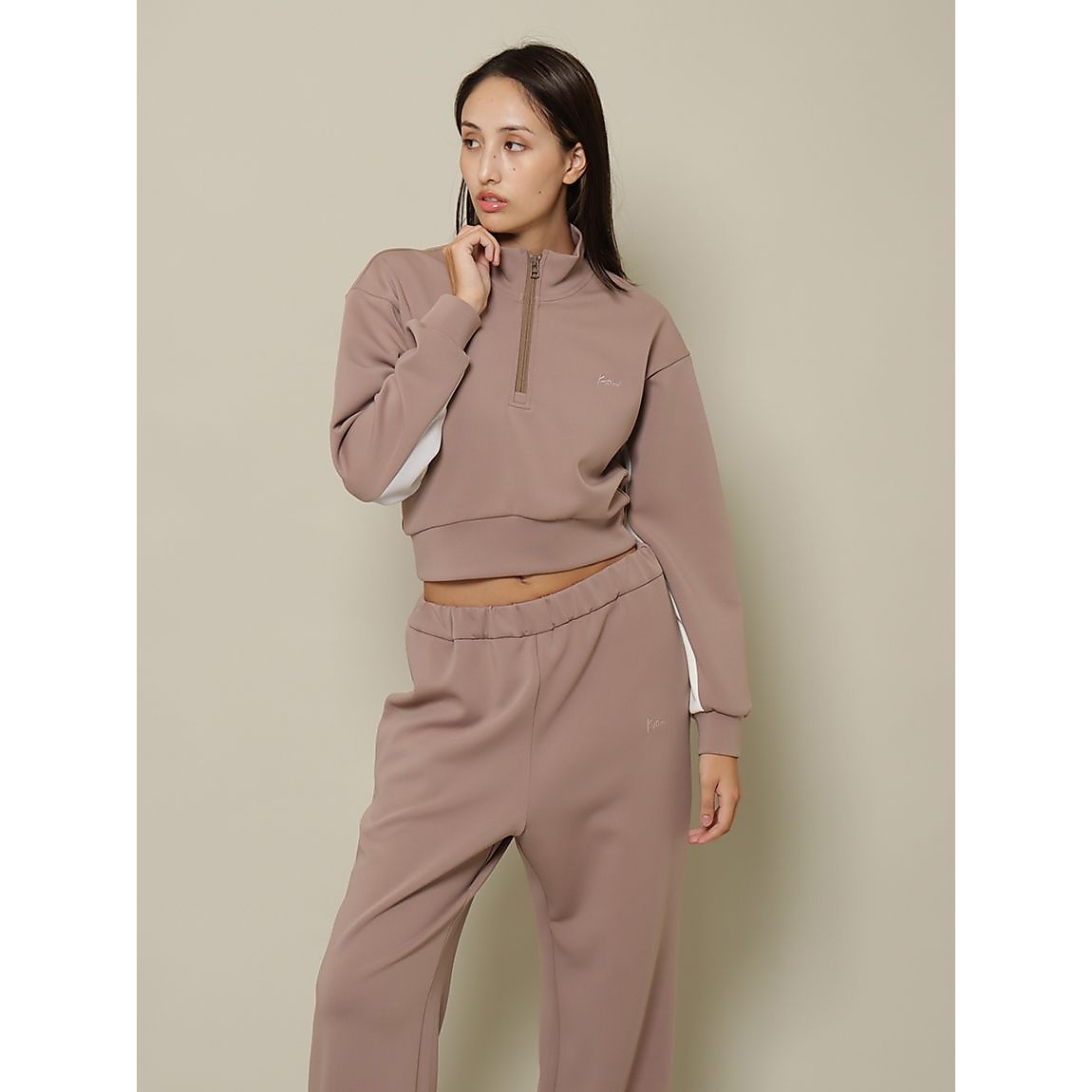 アクアスーティングクロップドハーフジッププルオーバー