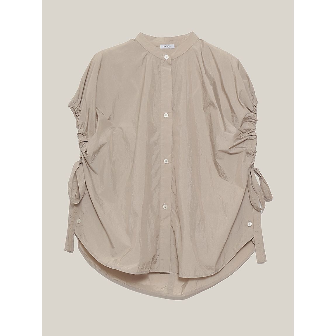 ストーンナイロン ギャザーブラウス