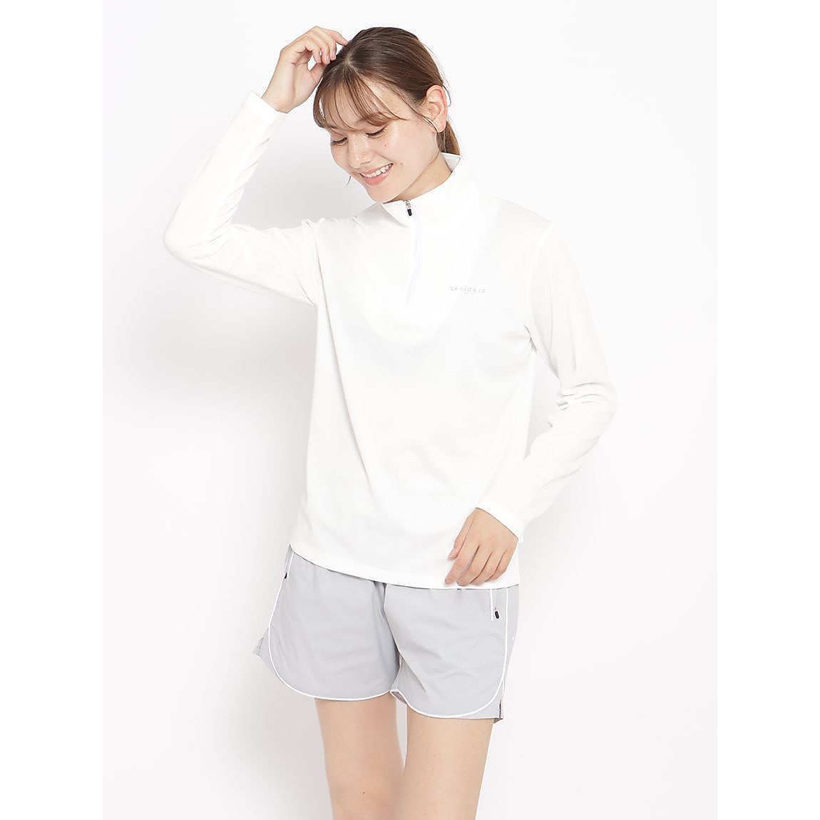 ハニカムドライスムース ハーフジップ長袖TシャツLADIES