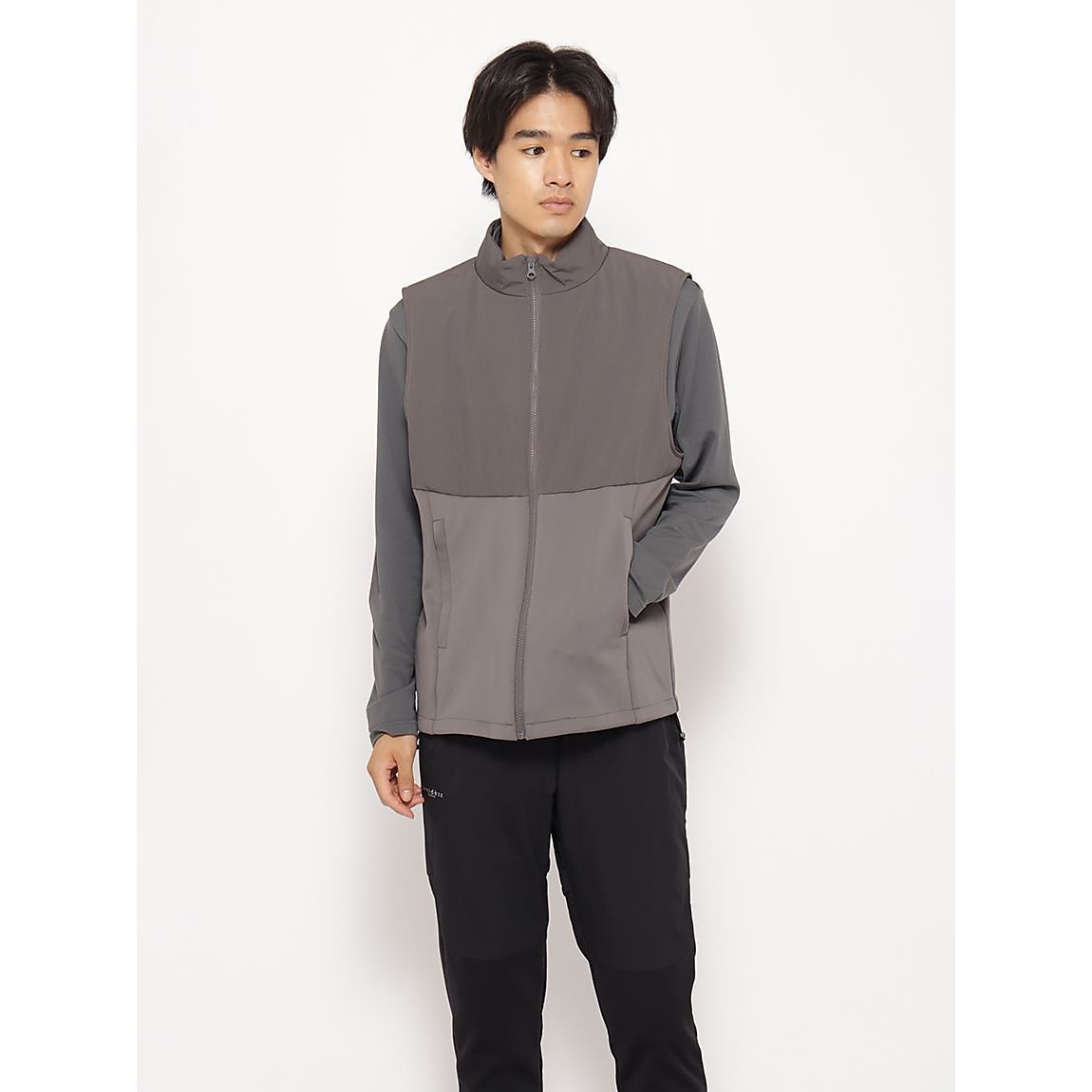 エステルタフタ中綿ハイブリッド スタンドカラーベストMENS