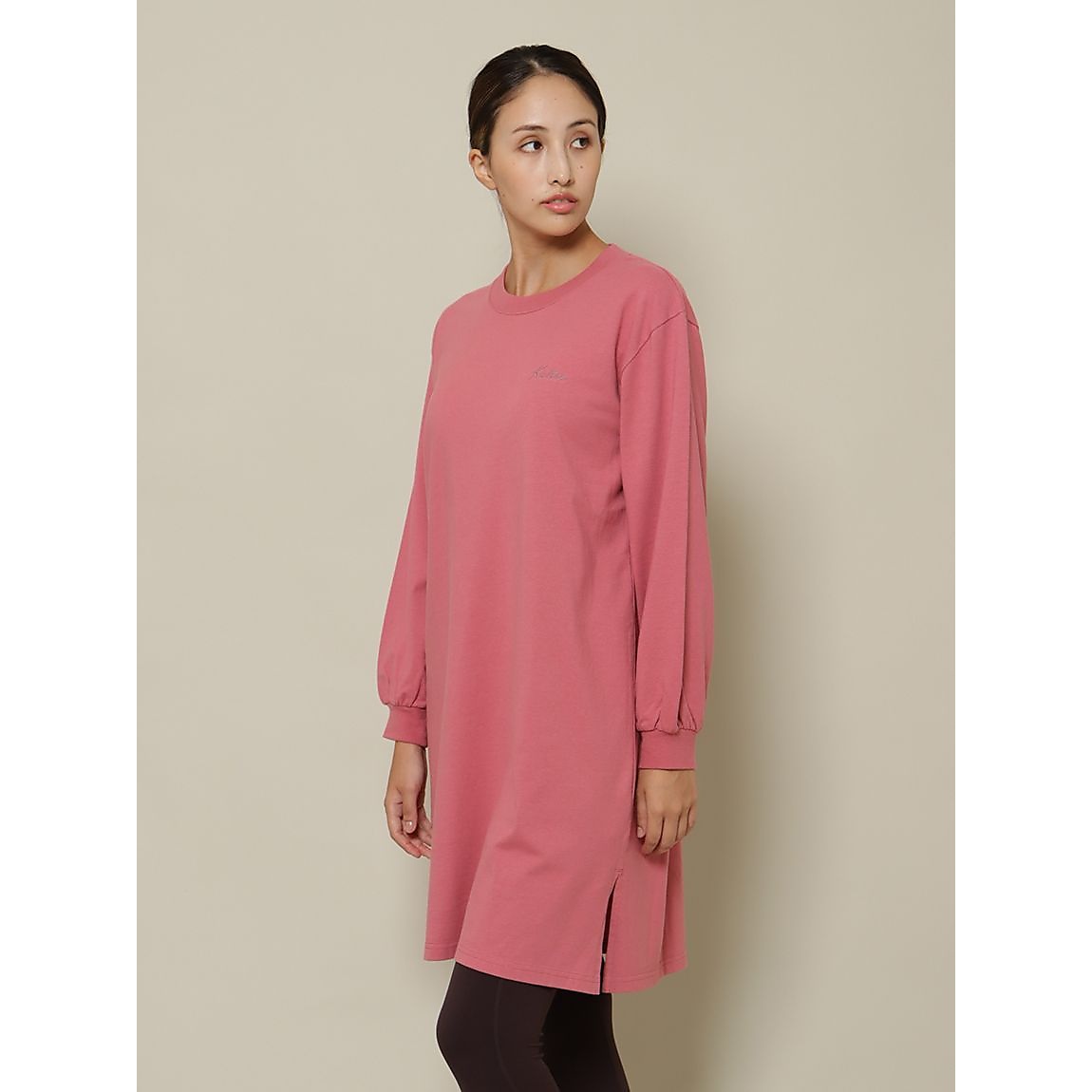 USAコットン オーバーサイズチュニック長袖Tシャツ