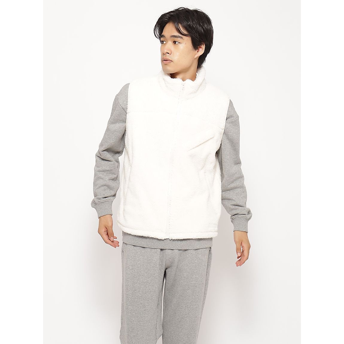 防風ボアフリース スタンドカラーベストUNISEX