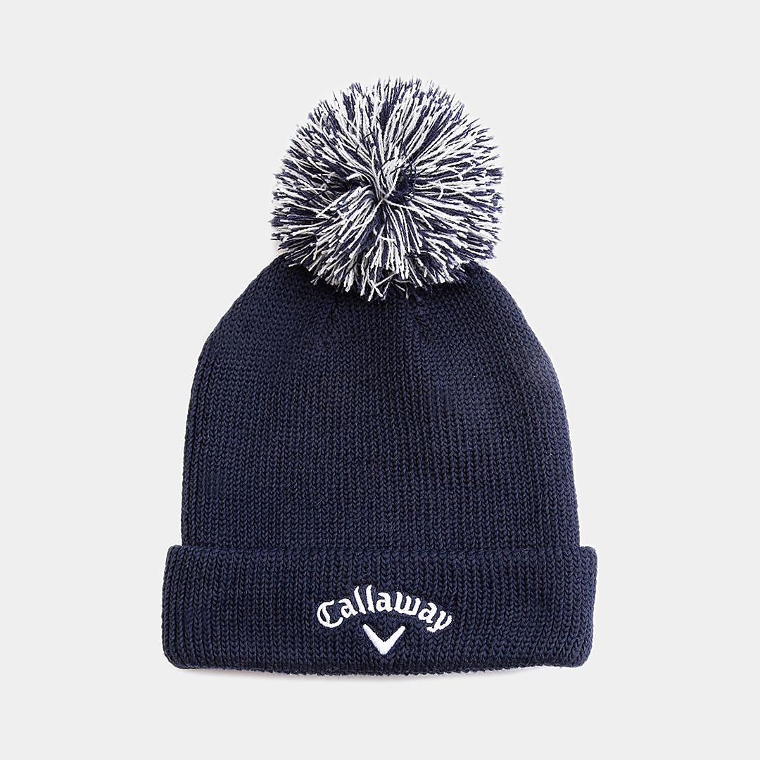 梵天付きリブ編みベーシックビーニー