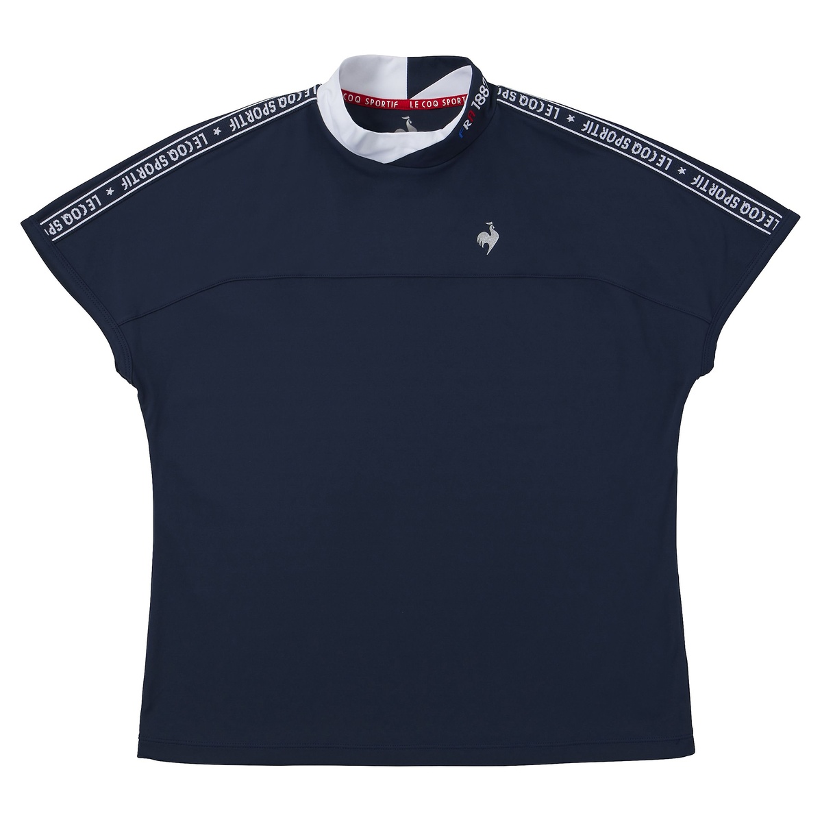 【ワイドフィット】モックネック袖ラインシャツ