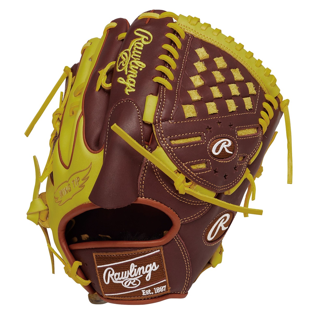 軟式 HOH MLB COLOR SYNC(エイチオーエイチエムエルビーカラーシンク)A15W-チョコ/イエロー