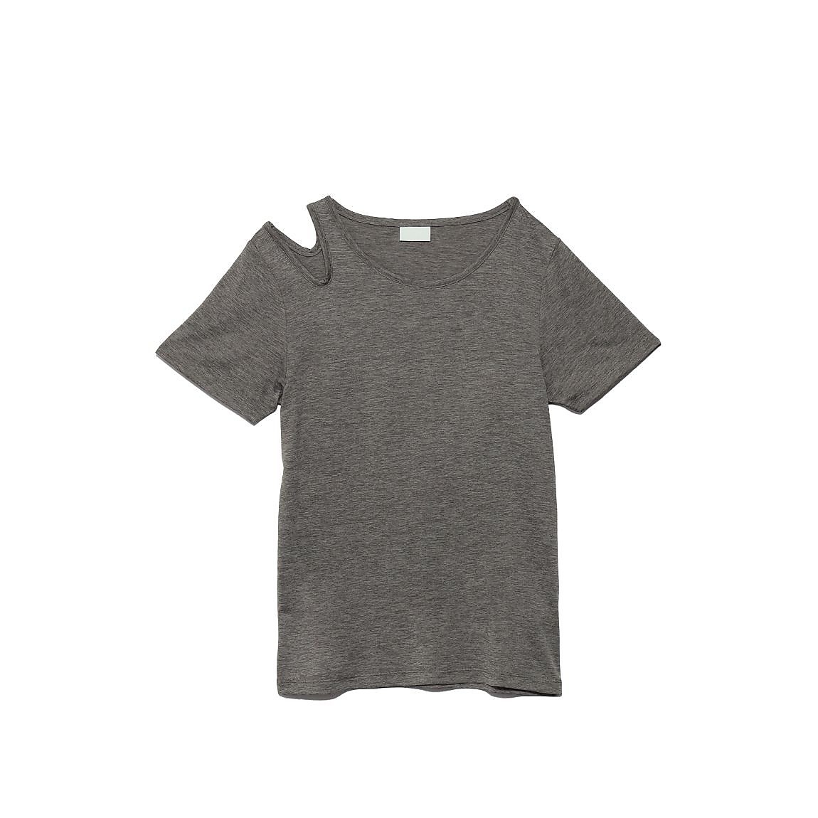 カチオン杢天竺 アシンメトリー半袖Tシャツ LADIES