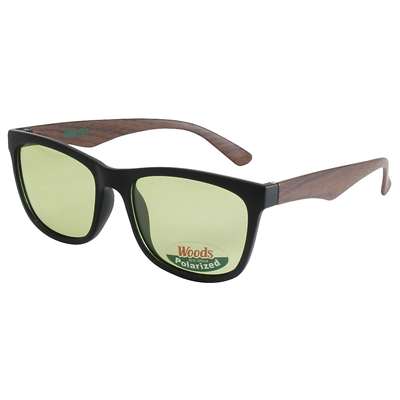 フレーム:MAT BLACK テンプル:D.BROWN WOOD レンズ:GREEN POLA