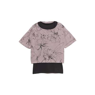 ブラウンラインフラワープリント×黒