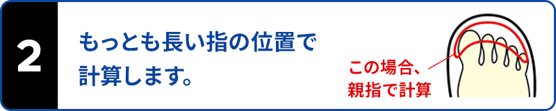 もっとも長い指の位置で計算します。