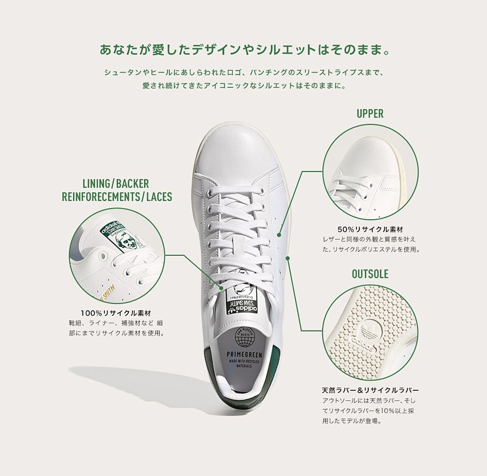 サステナブルになった「スタンスミス」に注目。